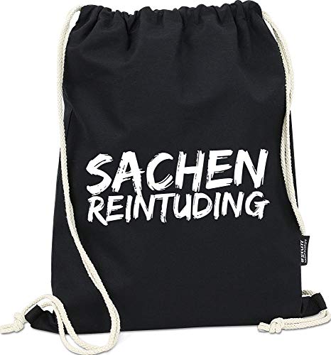 Hashtagstuff® Turnbeutel mit Sprüchen Designs auswählbar Kordel Schwarz Spruch Rucksack Jutebeutel Sportbeutel Gymbag Beutel Hipster Sachenreintuding von Hashtagstuff