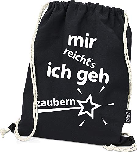 Hashtagstuff® Turnbeutel mit Sprüchen Designs auswählbar Kordel Schwarz Spruch Rucksack Jutebeutel Sportbeutel Gymbag Beutel Hipster Zaubern von Hashtagstuff