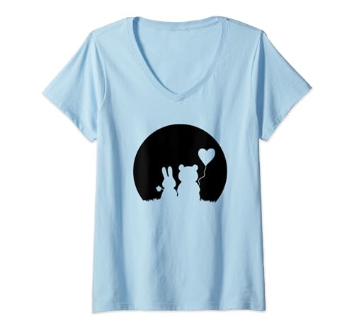 Damen Süßes Hase und Bärchen Liebespaar - Hasi Bär - Valentinstag T-Shirt mit V-Ausschnitt Damen Süßes Hase und Bärchen Liebespaar - Hasi Bär - Valentinstag T-Shirt mit V-Ausschnitt von Hasi Bär Valentinstag