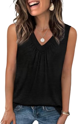 Haslike Damen-Sommer-Weste, Tank-Top, lockere Passform, V-Ausschnitt, ärmelloses T-Shirt, Schwarz, M Haslike Damen-Sommer-Weste, Tank-Top, lockere Passform, V-Ausschnitt, ärmelloses T-Shirt, Schwarz, M von Haslike