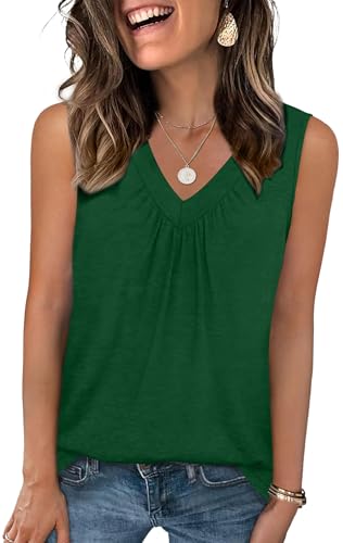 Haslike Damen-Sommer-Weste, Tank-Top, lockere Passform, V-Ausschnitt, ärmelloses T-Shirt, grün, XXL Haslike Damen-Sommer-Weste, Tank-Top, lockere Passform, V-Ausschnitt, ärmelloses T-Shirt, grün, XXL von Haslike