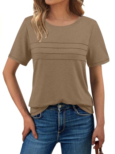 Haslike Damen-T-Shirt, Sommer, lockere Passform, einfarbig, kurzärmelig, Khaki, XL Haslike Damen-T-Shirt, Sommer, lockere Passform, einfarbig, kurzärmelig, Khaki, XL von Haslike