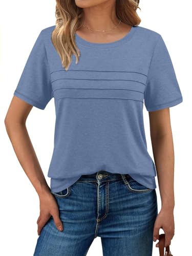 Haslike Damen-T-Shirt, Sommer, lockere Passform, einfarbig, kurzärmelig, blau, XXL Haslike Damen-T-Shirt, Sommer, lockere Passform, einfarbig, kurzärmelig, blau, XXL von Haslike
