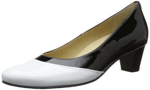 Hassia Rimini, Weite G 7-304654-01020 Damen Pumps, Schwarz (schwarz/weiß 0102), EU 39 (UK 6) von Hassia