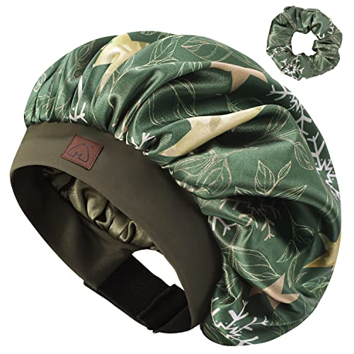 Hat Hut Satin-Seidenhaube für lockiges Haar Schlafkappe für Frauen Schlafen Verstellbare Haarhaube mit Muster Doppelschicht (Star, Einheitsgröße) von Hat Hut