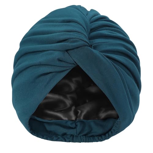 Hat Hut Silk Seidenhaube zum Schlafen Satin Turban für Frauen Satin Bonnet Schlafmütze für Locken Schlafen Verstellbarer Kopf Wrap Turban (Dunkles Türkis) von Hat Hut
