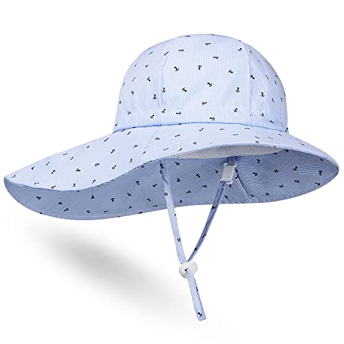 Hat Professor Baby Sonnenhut Einstellbar Atmungsaktiv Sonnenschutz Sommerhut für Kleinkinder Mädchen Jungen Kappe Mütze Nackenschutz mit Breiter Krempe UPF 50+ Unisex Cap Hut von Hat Professor