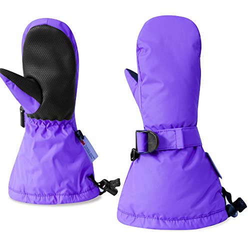 Hat Professor Skihandschuhe Kinder Handschuhe Winter Baby Fäustling Kinderhandschuhe Winterhandschuhe wasserdicht warm für Jungen und Mädchen (Violett, L) von Hat Professor