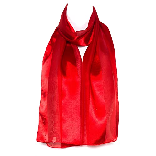 Hat To Socks Eleganter Einfarbiger Chiffon-Satinschal (Rot) von Hat To Socks