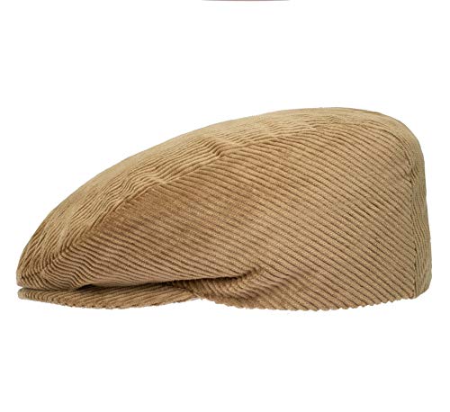 Cord Flatcap in 100% Baumwolle I Made in Italy I Crushable Damen & Herren Schiebermütze mit Futter I Der Klassiker unter den Schirmmützen Beige 55 von HatBee