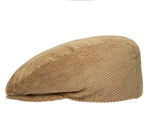 Cord Flatcap in 100% Baumwolle I Made in Italy I Crushable Damen & Herren Schiebermütze mit Futter I Der Klassiker unter den Schirmmützen Beige 57 von HatBee