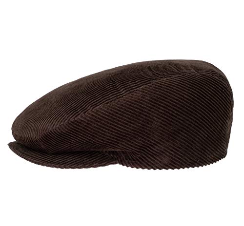 Cord Flatcap in 100% Baumwolle I Made in Italy I Crushable Damen & Herren Schiebermütze mit Futter I Der Klassiker unter den Schirmmützen Braun 57 von HatBee