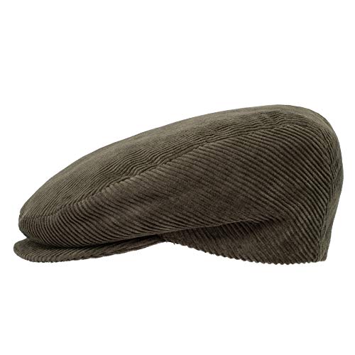 Cord Flatcap in 100% Baumwolle I Made in Italy I Crushable Damen & Herren Schiebermütze mit Futter I Der Klassiker unter den Schirmmützen Grün 59 von HatBee