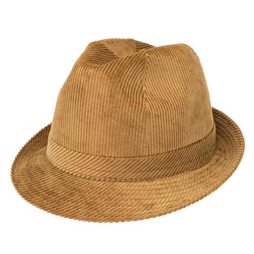HatBee - Stabiler Hausmeister Krause Trilby-Cordhut - Kord Stoffhut Beige 62 von HatBee