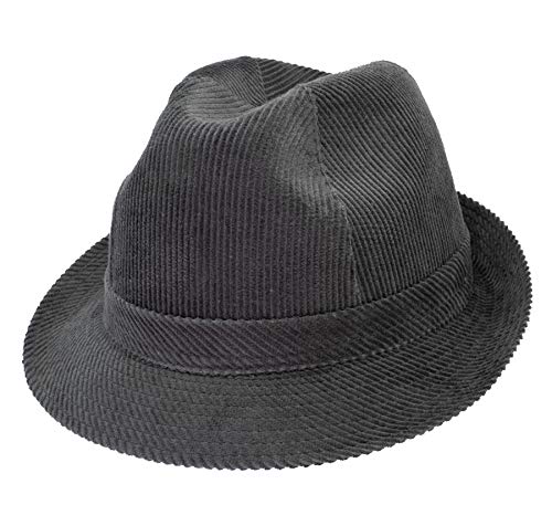 HatBee - Stabiler Hausmeister Krause Trilby-Cordhut - Kord Stoffhut Grau 59 von HatBee