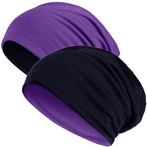 Hatstar® 2in1 Reversible Unisex Beanie | Damen und Herren Mütze | Übergangsmütze für Frühling und Sommer | SoftTouch Poly - Baumwolle | leicht & weich (2 in 1 lila/schwarz) von Hatstar