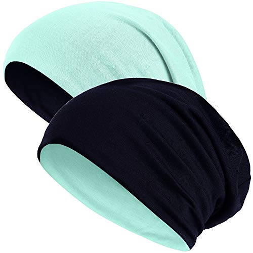 Hatstar® 2in1 Reversible Unisex Beanie | Damen und Herren Mütze | Übergangsmütze für Frühling und Sommer | SoftTouch Poly - Baumwolle | leicht & weich (2 in 1 Mint/schwarz) von Hatstar