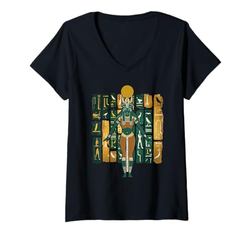 Damen Hathor Ägyptischer Gott | Ägypten Mythologie alt T-Shirt mit V-Ausschnitt Damen Hathor Ägyptischer Gott | Ägypten Mythologie alt T-Shirt mit V-Ausschnitt von Hathor Egyptian Mythology ancient Apparel