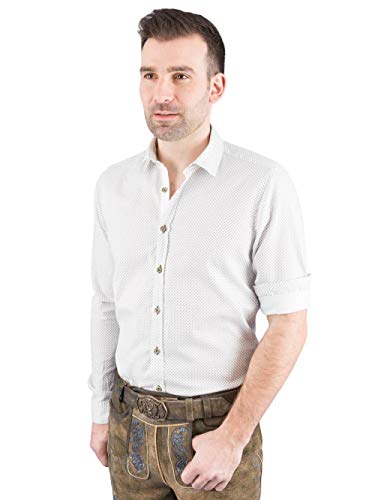 Hatico Mode Pure Trachtenhemd 5003-21602 Slim Fit Druck Weiss 974 mit Kentkrangen XS von Hatico Mode
