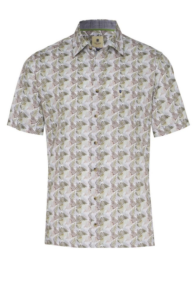 Hatico Kurzarmhemd – Freizeithemd Regular Fit – Strukturiertes Hemd mit Palme von Hatico
