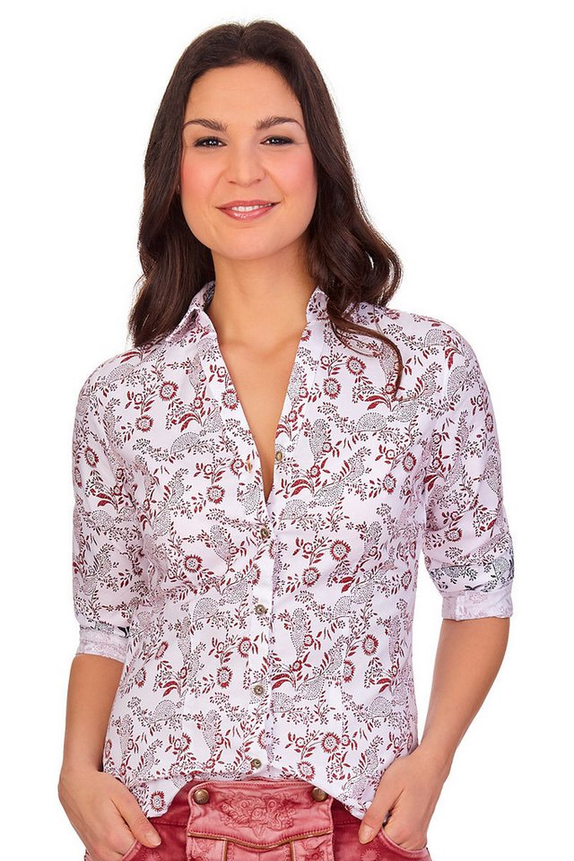 Hatico Trachtenbluse Trachtenbluse - HANNAH - dunkelblau, bordeaux von Hatico