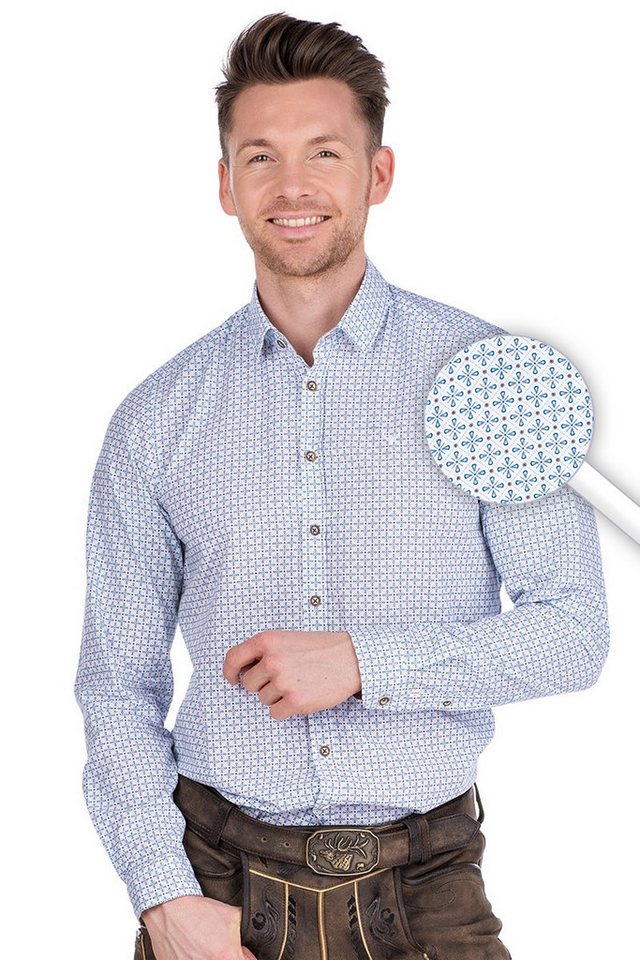 Hatico Trachtenhemd Trachtenhemd - CATELLO - weiß/blau von Hatico