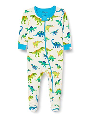 Hatley Baby-Jungen Organic Cotton Footed Sleepsuit Pyjama Kleinkind-Schlafanzüge, Colourblock Dino, 6-9 Months von Hatley