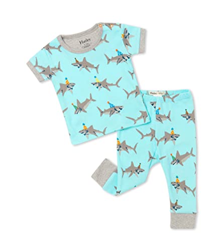 Hatley Baby-Jungen Organic Cotton Short Sleeve Pyjama Set Kleinkind-Schlafanzughosen, Haifischparty, 68 von Hatley