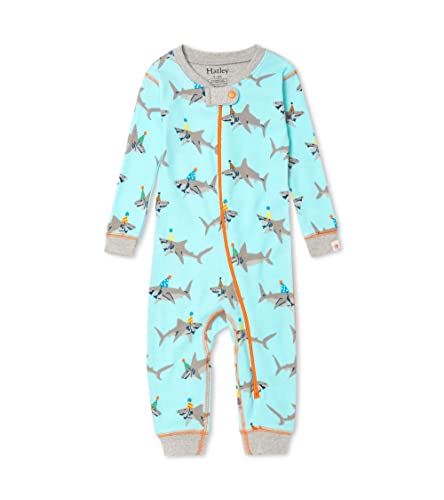 Hatley Baby - Jungen Organic Cotton Sleepsuit Baby und Kleinkind Schlafanzge, Haifischparty, 0-3 Monate EU von Hatley