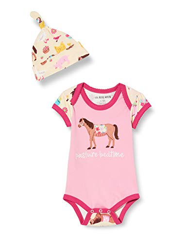 Hatley Baby-Mädchen Bodysuit & Cap Kleinkind-Schlafanzge, Weidenschlafzeit-Landleben, 86 von Hatley