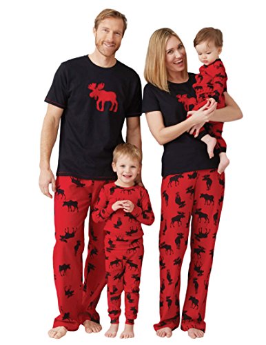 Hatley Damen Pj Set Ovl-Moose on Red Zweiteiliger Schlafanzug, Rot (Elch auf Rot), 34 von Hatley