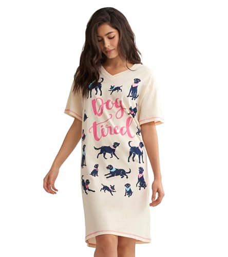 Hatley Damen Sleep Shirt Nachthemd, Bandana Labs Dog Tired, Einheitsgröße EU von Hatley