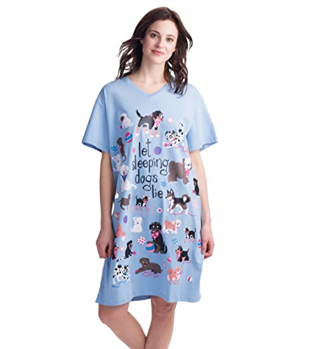 Little Blue House Damen Sleepshirts Nachthemd, Lila (Let Sleeping Dogs Lie), One Size von Little Blue House