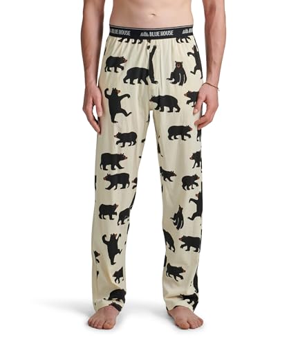 Hatley Herren Jersey Pyjama Pants Pyjamaunterteil, Schwarze Bären, S von Hatley