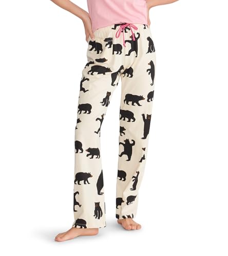 Hatley Herren Schlafanzug Pyjamahose, Damen Schlafanzughose aus Jersey-Schwarze Bären auf Natur, XS von Hatley