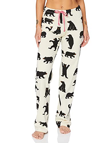 Hatley Herren Schlafanzug Pyjamahose, Damen Schlafanzughose aus Jersey-Schwarze Bären auf Natur, XS von Hatley