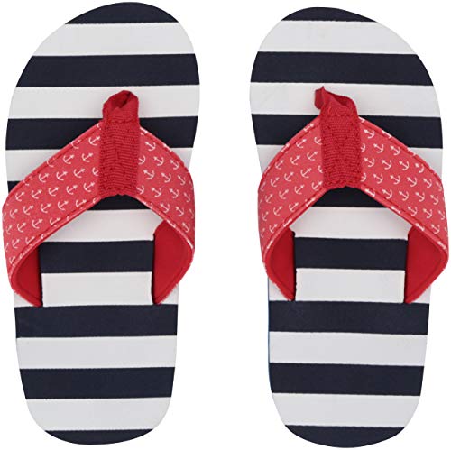 Hatley Jungen Flip Flops Zehentrenner, Weiß Nautische Streifen 100 von Hatley