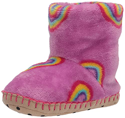 Hatley Jungen Mädchen Fuzzy Fleece Slippers Hausschuh, Twisty Rainbow Hearts, 23 EU von Hatley