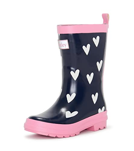 Hatley Jungen Mädchen Regenstiefel Printed Wellington Rain Boot, Blue Navy White Hearts, 23 EU von Hatley