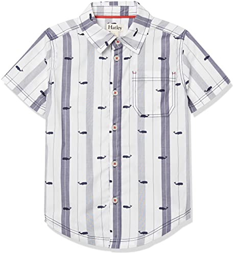 Hatley Jungen Short Sleeve Button Down T-Shirt, Nautische Wale, 6 Jahre von Hatley