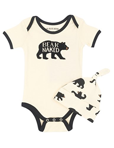 Hatley Baby-Jungen Bodysuit & Cap Kleinkind-Schlafanzüge, Bär Nackt-Schwarzbären, 3-6 Monate von Hatley