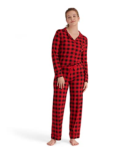 Little Blue House by Hatley Damen Button Down Pyjama Set Pyjamaset, Buffalo Plaid, Large von Hatley