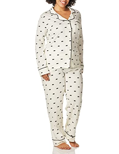 Hatley Damen Long Sleeve Pajama Sets Zweiteiliger Schlafanzug, Weiß (Black Bear 100), Medium von Little Blue House