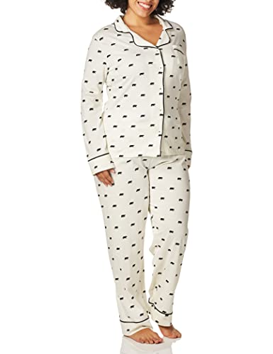 Hatley Damen Long Sleeve Pajama Sets Zweiteiliger Schlafanzug, Weiß (Black Bear 100), Medium von Hatley