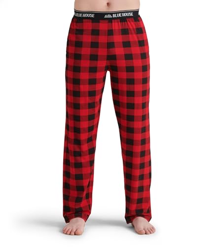 Hatley Herren Jersey Pyjamahose, Blau (Buffalo Plaid), XL von Hatley