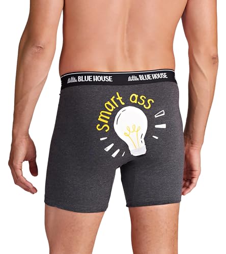 Little Blue House by Hatley Herren Novelty Boxer Briefs Boxershorts, Glow-In-The-Dark Smart Ass, Large von Little Blue House
