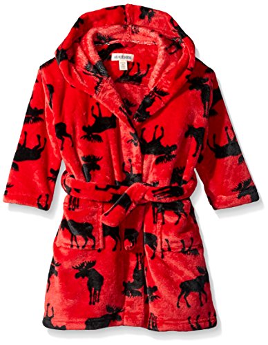 Little Blue House by Hatley Jungen Fleece Elch auf Rot Bademantel, M von Little Blue House by Hatley