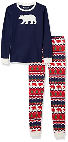 Little Blue House by Hatley Unisex Bear & Moose Family Pyjamas Pyjamaset, Langarm-Applikations-Pyjama-Set für Kinder-Navy Bear Fair Isle, 2 Jahre Regular von Little Blue House by Hatley