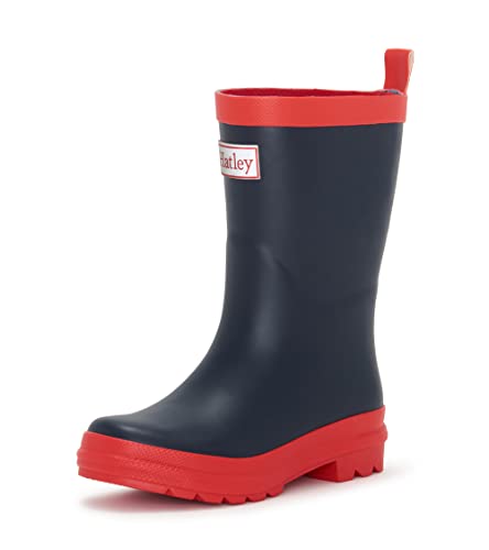 Hatley Mädchen Classic Rain Boots Arbeits-Gummistiefel, Blue (Navy/Red), 27 EU (10 US) von Hatley