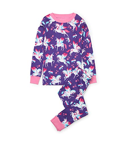 Hatley Mädchen Girl's Organic Cotton Long Sleeve Printed Pyjama Sets Zweiteiliger Schlafanzug, Violett (Rainbow Winged Unicorns 500), 2 Jahre von Hatley